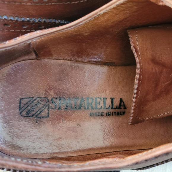 Spatarella Shoes Mens Size 10.5 Oxford Brogue Leather Made Italy Dress Formal - Picture 11 of 16